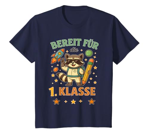 Kinder Bereit Für Die 1. Klasse Waschbär Space Schulstart T-Shirt Kinder Bereit Für Die 1. Klasse Waschbär Space Schulstart T-Shirt von Lustiges Einschulung Space Design