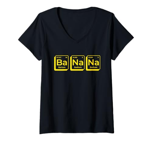 Damen Ba NA NA Periodensystem Chemie Witz Wissenschaft Humor T-Shirt mit V-Ausschnitt Damen Ba NA NA Periodensystem Chemie Witz Wissenschaft Humor T-Shirt mit V-Ausschnitt von Lustiges Element Ba Na Na Chemie Nerd Spruch