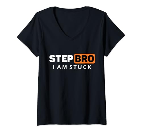 Damen Step Bro Kostüm Sarkasmus Humor Stepbro T-Shirt mit V-Ausschnitt Damen Step Bro Kostüm Sarkasmus Humor Stepbro T-Shirt mit V-Ausschnitt von Lustiges Erwachsenen Humor Step Bro Geschenk