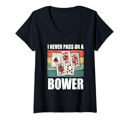 Damen Euchre Kartenspieler Gruppe Trick Taking Game Karten Turnier T-Shirt mit V-Ausschnitt Damen Euchre Kartenspieler Gruppe Trick Taking Game Karten Turnier T-Shirt mit V-Ausschnitt von Lustiges Euchre Spiel Design