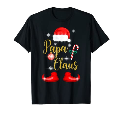 Lustiges Familie Weihnachts Geschenke Papa Claus T-Shirt Schwarz S Männer Klassische Passform Kurzarm Crew-Kragen Weihnachten Festive Cartoon T-Shirt von Lustiges Familie Weihnachts Geschenke