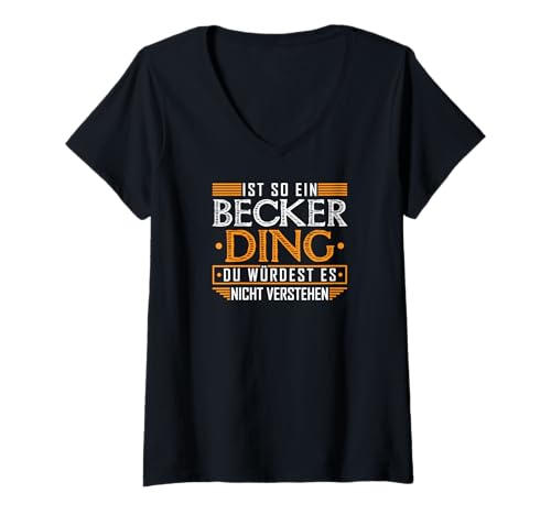 Damen Familien Nachname Becker T-Shirt mit V-Ausschnitt Damen Familien Nachname Becker T-Shirt mit V-Ausschnitt von Lustiges Familien Namen Motiv
