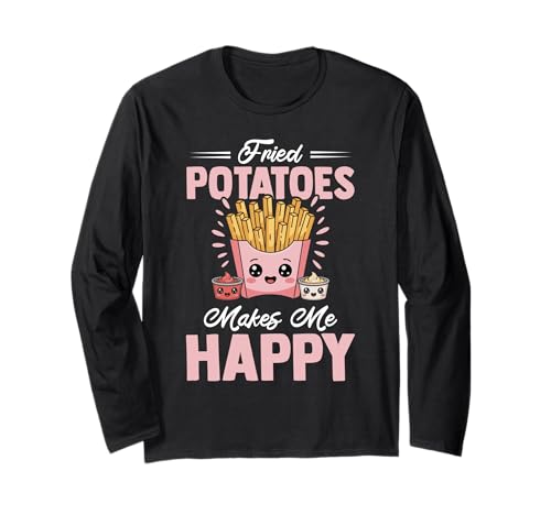 Cooles Pommes Design Für Frauen Mädche Frittierte Fritten Langarmshirt von Lustiges Fast Food Pommes Zitat Für Mädchen