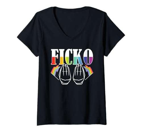 Damen Figgo Ficko gesetzlich abgesichert Doppel Figgo T-Shirt mit V-Ausschnitt Damen Figgo Ficko gesetzlich abgesichert Doppel Figgo T-Shirt mit V-Ausschnitt von Lustiges Figgo Ficko Geschenk
