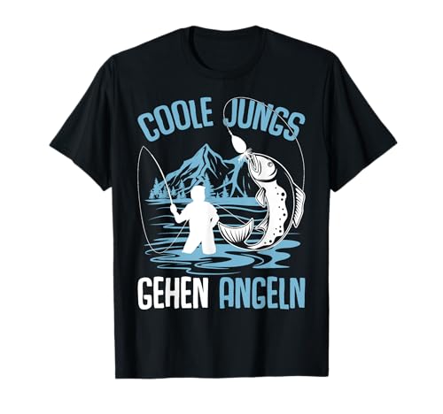 Coole Jungs gehen Angeln Angler Fischer Junge Kinder Angel T-Shirt von Lustiges Fischer Angelrute Geschenkidee