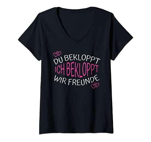 Damen Beste Freunde Freundschaft I Du Bekloppt Ich Bekloppt Wir T-Shirt mit V-Ausschnitt Damen Beste Freunde Freundschaft I Du Bekloppt Ich Bekloppt Wir T-Shirt mit V-Ausschnitt von Lustiges Freund Freundin Freundschaft Best Friends