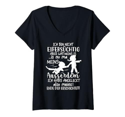 Damen Ich Bin Nicht Eifersüchtig Spruch Ego Zicke T-Shirt mit V-Ausschnitt Damen Ich Bin Nicht Eifersüchtig Spruch Ego Zicke T-Shirt mit V-Ausschnitt von Lustiges Freundin Freund Pärchen Geschenk