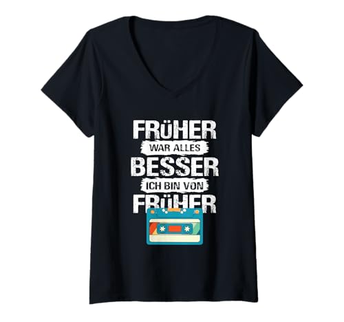 Damen Retro Früher War Alles Besser - Ich Bin Von Früher T-Shirt mit V-Ausschnitt Damen Retro Früher War Alles Besser - Ich Bin Von Früher T-Shirt mit V-Ausschnitt von Lustiges Früher War Alles Besser Nostalgie Shirt