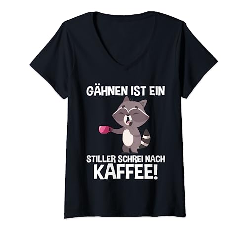 Damen Lustiges - Gähnen ist ein stiller Schrei nach Kaffee! T-Shirt mit V-Ausschnitt Damen Lustiges - Gähnen ist ein stiller Schrei nach Kaffee! T-Shirt mit V-Ausschnitt von Lustiges - Gähnen ein stiller Schrei nach Kaffee!