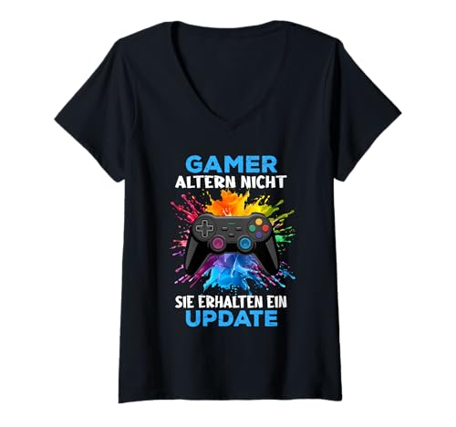 Damen Gamer Geschenke Lustiges Gaming Outfit Controller Gamer T-Shirt mit V-Ausschnitt Damen Gamer Geschenke Lustiges Gaming Outfit Controller Gamer T-Shirt mit V-Ausschnitt von Lustiges Gamer Shirt Gaming Outfit