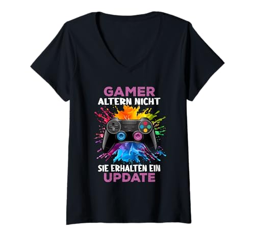Damen Gamer Geschenke Lustiges Gaming Outfit Controller Gamer T-Shirt mit V-Ausschnitt Damen Gamer Geschenke Lustiges Gaming Outfit Controller Gamer T-Shirt mit V-Ausschnitt von Lustiges Gamer Shirt Gaming Outfit