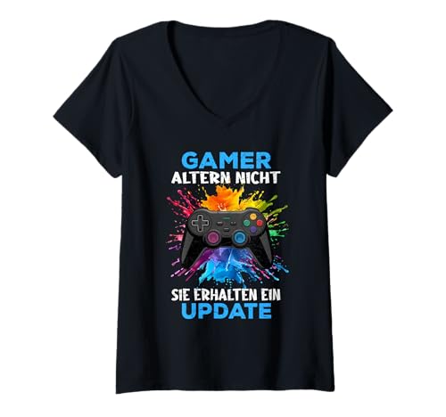 Damen Gamer Geschenke Lustiges Gaming Outfit Controller Gamer T-Shirt mit V-Ausschnitt Damen Gamer Geschenke Lustiges Gaming Outfit Controller Gamer T-Shirt mit V-Ausschnitt von Lustiges Gamer Shirt Gaming Outfit