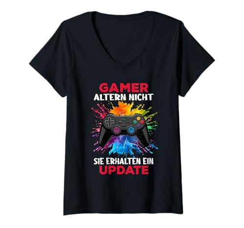 Damen Gamer Geschenke Lustiges Gaming Outfit Controller Gamer T-Shirt mit V-Ausschnitt Damen Gamer Geschenke Lustiges Gaming Outfit Controller Gamer T-Shirt mit V-Ausschnitt von Lustiges Gamer Shirt Gaming Outfit