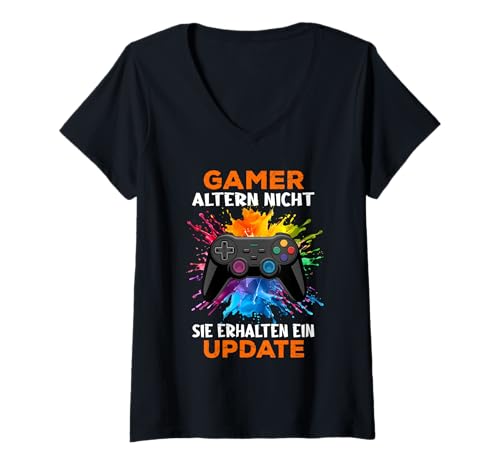 Damen Gamer Geschenke Lustiges Gaming Outfit Controller Gamer T-Shirt mit V-Ausschnitt Damen Gamer Geschenke Lustiges Gaming Outfit Controller Gamer T-Shirt mit V-Ausschnitt von Lustiges Gamer Shirt Gaming Outfit