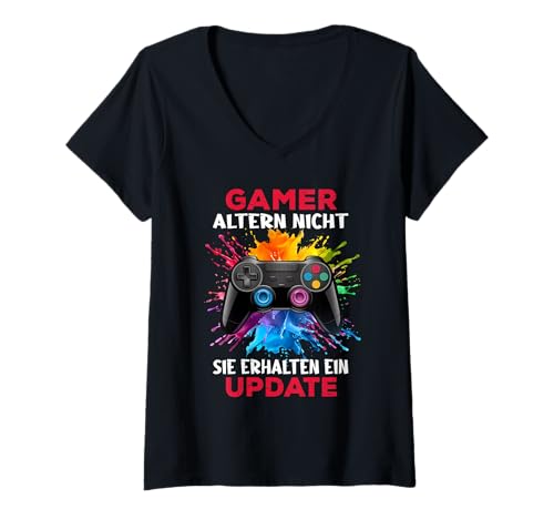 Damen Gamer Geschenke Lustiges Gaming Outfit Controller Gamer T-Shirt mit V-Ausschnitt Damen Gamer Geschenke Lustiges Gaming Outfit Controller Gamer T-Shirt mit V-Ausschnitt von Lustiges Gamer Shirt Gaming Outfit