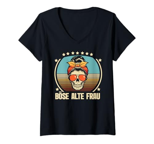 Damen Frauen lustig Damen Oma Fun Böse alte Frau T-Shirt mit V-Ausschnitt Damen Frauen lustig Damen Oma Fun Böse alte Frau T-Shirt mit V-Ausschnitt von Lustiges Geburtstagsgeschenk für Damen