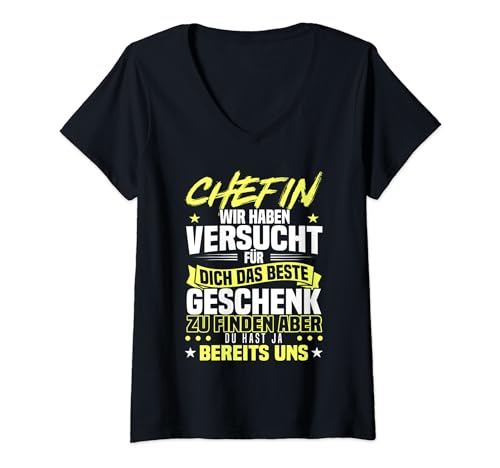 Damen Beste Chefin Abschied Geburtstag Mitarbeiter Spruch Lustig T-Shirt mit V-Ausschnitt Damen Beste Chefin Abschied Geburtstag Mitarbeiter Spruch Lustig T-Shirt mit V-Ausschnitt von Lustiges Geschenk Für Chefin T-shirt Chef Leiter