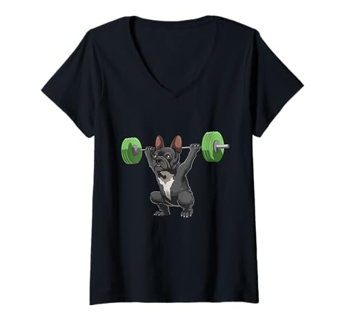 Damen Lustige Bulldogge für Gewichtheben und Bodybuilding T-Shirt mit V-Ausschnitt Damen Lustige Bulldogge für Gewichtheben und Bodybuilding T-Shirt mit V-Ausschnitt von Lustiges Gewichtheben Geschenk Männer