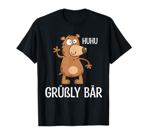 Lustiges Grüßly Bär - Huhu Grüßly Bär T-Shirt Damen Schwarz Cartoon Kurzarm S EU Klein Klassisches Cartoon-Bär T-Shirt mit lockerer Passform und einfachem Manschetten-Design Lustiges Grüßly Bär - Huhu Grüßly Bär T-Shirt Damen Schwarz Cartoon Kurzarm S EU Klein Klassisches Cartoon-Bär T-Shirt mit lockerer Passform und einfachem Manschetten-Design von Lustiges Grüßly Bär