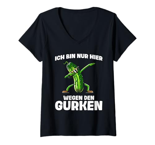 Damen Ich bin nur hier Pickle Gurkenliebhaber lustige Gurke T-Shirt mit V-Ausschnitt Damen Ich bin nur hier Pickle Gurkenliebhaber lustige Gurke T-Shirt mit V-Ausschnitt von Lustiges Gurke Outfit & Gurkenliebhaber Sprüche
