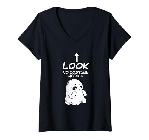 Damen Halloween Kostüm Geist Humor Party Lustiger Spruch T-Shirt mit V-Ausschnitt Damen Halloween Kostüm Geist Humor Party Lustiger Spruch T-Shirt mit V-Ausschnitt von Lustiges Halloween Geist Kostüm