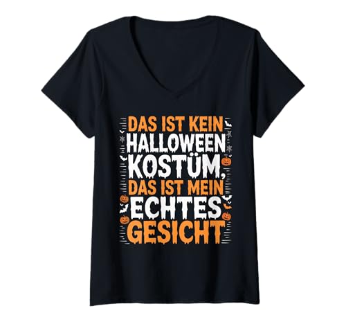 Damen Lustiges Halloween-Kostüm Das ist Mein echtes Gesicht T-Shirt mit V-Ausschnitt Damen Lustiges Halloween-Kostüm Das ist Mein echtes Gesicht T-Shirt mit V-Ausschnitt von Lustiges Halloween Kostüm mein echtes Gesicht