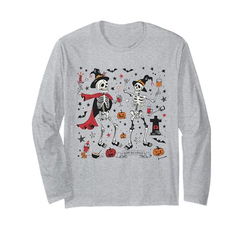 Tanzende Skelette Lustige gruselige Halloween Männer Jungen Langarmshirt von Lustiges Halloween Skelett Tanzende Jungen Kinder