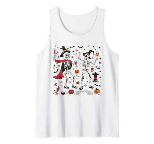 Tanzende Skelette Lustige gruselige Halloween Männer Jungen Tank Top von Lustiges Halloween Skelett Tanzende Jungen Kinder