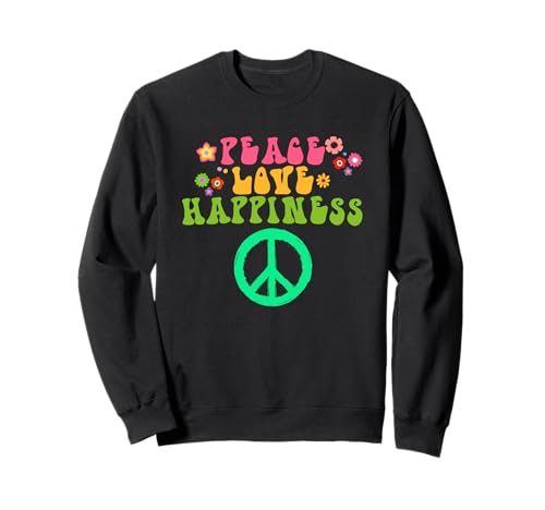 Peace Love Happiness Lustige Hippie Kostüm für Damen Herren Sweatshirt von Lustiges Hippie Kostüm Co.