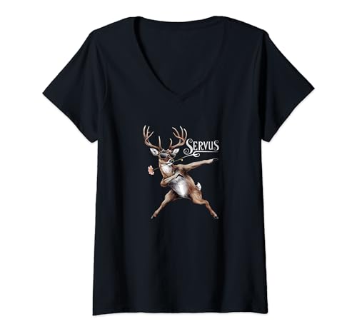 Damen Lustiges Hirsch tanzender Bock Oktoberfest T-Shirt mit V-Ausschnitt Damen Lustiges Hirsch tanzender Bock Oktoberfest T-Shirt mit V-Ausschnitt von Lustiges Hirsch tanzender Bock Oktoberfest