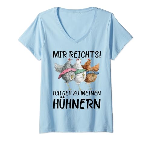 Damen Mir reichts ich geh zu meinen Hühnern Hühnerzucht Hühner T-Shirt mit V-Ausschnitt Damen Mir reichts ich geh zu meinen Hühnern Hühnerzucht Hühner T-Shirt mit V-Ausschnitt von Lustiges Huhn Hühner Landwirt Vintage Retro Outfit