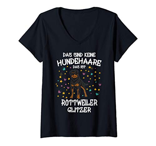 Damen Rottweiler Glitzer Rottie Hundehalter Geschenk Hunde T-Shirt mit V-Ausschnitt Damen Rottweiler Glitzer Rottie Hundehalter Geschenk Hunde T-Shirt mit V-Ausschnitt von Lustiges Hund Rottweiler Geschenkidee