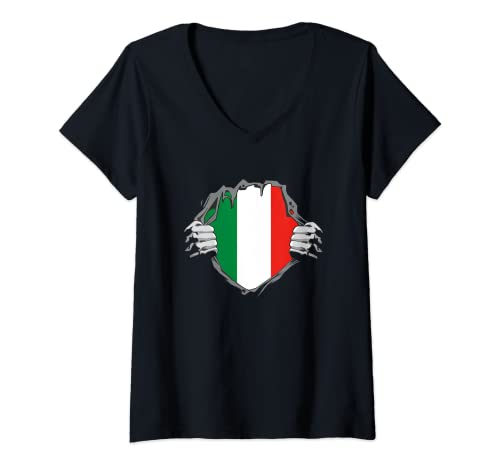 Damen Cooles Italien Flagge Shirt Italienischer Held, Italian T-Shirt mit V-Ausschnitt Damen Cooles Italien Flagge Shirt Italienischer Held, Italian T-Shirt mit V-Ausschnitt von Lustiges Italien Mann Frau Italiener Geschenk