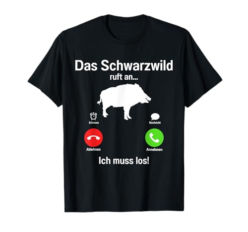 Lustiges Jäger und Jungjäger Design Waidmann - Jäger Wildschwein Schwarzwild und Jagdschein Förster - Jagd T-Shirt, Herren, Jungen, Kurzarm, Schwarz, S, EU 38/40 von Lustiges Jäger und Jungjäger Design Waidmann
