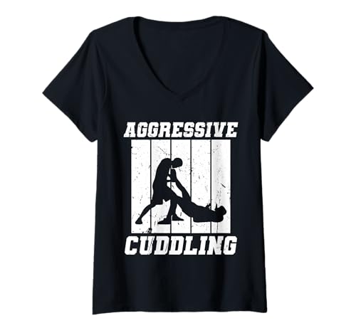Damen Aggressive Cuddling Krav MAGA Martial Arts T-Shirt mit V-Ausschnitt von Lustiges Kampfkunst Design Idee