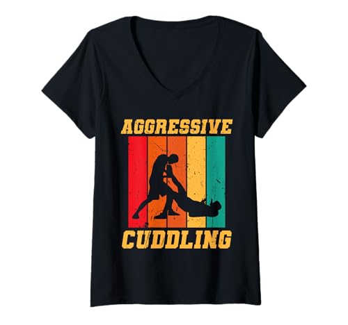 Damen Aggressive Cuddling Krav MAGA Martial Arts T-Shirt mit V-Ausschnitt von Lustiges Kampfkunst Design Idee