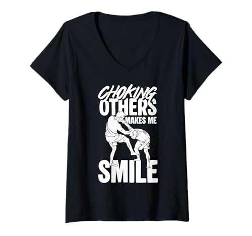 Damen Choking Others Make Me Smile Krav MAGA Martial Arts T-Shirt mit V-Ausschnitt Damen Choking Others Make Me Smile Krav MAGA Martial Arts T-Shirt mit V-Ausschnitt von Lustiges Kampfkunst Design Idee