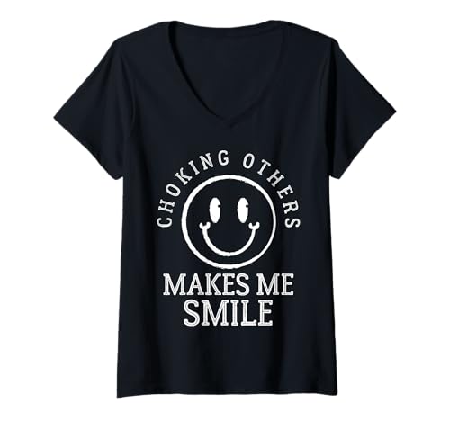 Damen Choking Others Make Me Smile Krav MAGA Martial Arts T-Shirt mit V-Ausschnitt Damen Choking Others Make Me Smile Krav MAGA Martial Arts T-Shirt mit V-Ausschnitt von Lustiges Kampfkunst Design Idee