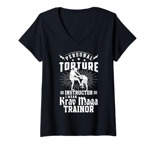 Damen Personal Torture Krav MAGA Martial Arts T-Shirt mit V-Ausschnitt Damen Personal Torture Krav MAGA Martial Arts T-Shirt mit V-Ausschnitt von Lustiges Kampfkunst Design Idee