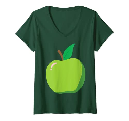 Damen Apfel Karneval Kostüm Fasching Faschingskostüm Obst Äpfel T-Shirt mit V-Ausschnitt Damen Apfel Karneval Kostüm Fasching Faschingskostüm Obst Äpfel T-Shirt mit V-Ausschnitt von Lustiges Karnevalskostüm Verkleidung als Geschenk