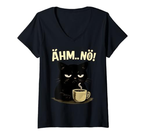 Damen Grimmige Katze, ähm nö Lustig Katze Lustiges Geschenk T-Shirt mit V-Ausschnitt Damen Grimmige Katze, ähm nö Lustig Katze Lustiges Geschenk T-Shirt mit V-Ausschnitt von Lustiges Katzen Damen Geschenk Verwandte & Familie