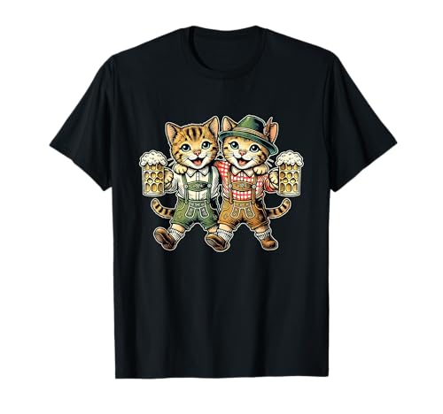 Oktoberfest Shirt Damen Herren Katzen Bier Dirndl Lederhosen T-Shirt Oktoberfest Shirt Damen Herren Katzen Bier Dirndl Lederhosen T-Shirt von Lustiges Katzen Oktoberfest Design Damen