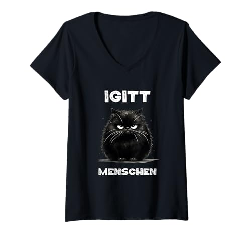 Damen Lustiges Katzen Spruch T-Shirt Igitt Menschen T-Shirt mit V-Ausschnitt Damen Lustiges Katzen Spruch T-Shirt Igitt Menschen T-Shirt mit V-Ausschnitt von Lustiges Katzen Spruch T-Shirt Igitt Menschen