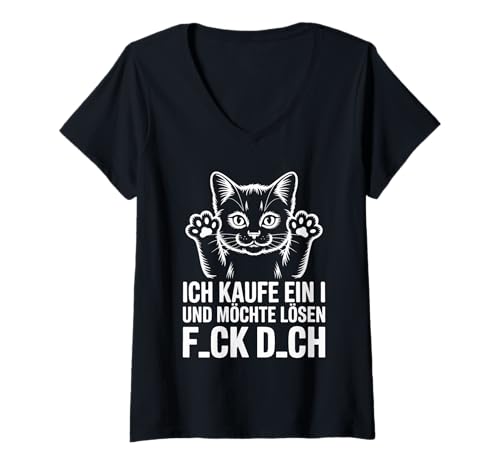 Damen Lustige Katze Ich kaufe EIN I und möchte lösen Sarkasmus T-Shirt mit V-Ausschnitt Damen Lustige Katze Ich kaufe EIN I und möchte lösen Sarkasmus T-Shirt mit V-Ausschnitt von Lustiges Katzenmotiv Sarkastisch Katze