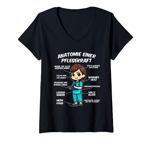Damen Anatomie einer Pflegekraft T-Shirt mit V-Ausschnitt Damen Anatomie einer Pflegekraft T-Shirt mit V-Ausschnitt von Lustiges Krankenpfleger Geschenkidee