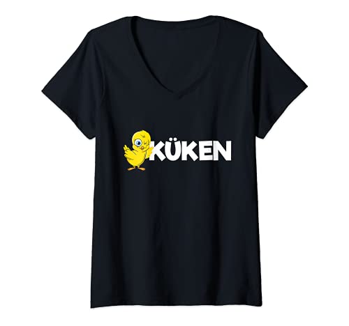 Damen Lustiges Küken mit dem Schriftzug KÜKEN Kindergarten T-Shirt mit V-Ausschnitt Damen Lustiges Küken mit dem Schriftzug KÜKEN Kindergarten T-Shirt mit V-Ausschnitt von Lustiges Küken Kindergarten Shirt Geschenk