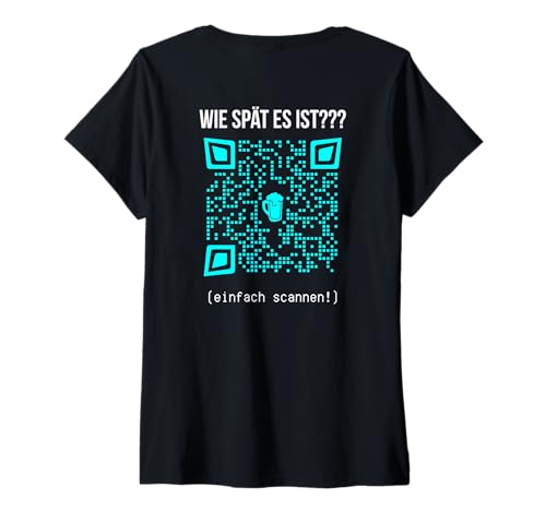 Damen Scan Code Lustiges Bier Party Outfit QR Beer Time Madafakas T-Shirt mit V-Ausschnitt Damen Scan Code Lustiges Bier Party Outfit QR Beer Time Madafakas T-Shirt mit V-Ausschnitt von Lustiges Küken Sauf Sprüche JGA Tee RÜCKENDRUCK QR