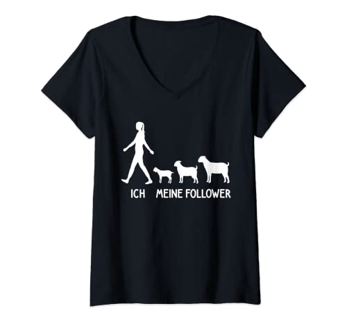 Damen Ich Meine Follower Ziegen Züchter Liebhaber Ziege Spruch T-Shirt mit V-Ausschnitt Damen Ich Meine Follower Ziegen Züchter Liebhaber Ziege Spruch T-Shirt mit V-Ausschnitt von Lustiges Landwirt Bauern Ziegenhirte Goat Kostüm