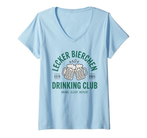 Damen Lecker Bierchen Drinking Club Drink Sleep Repeat Oktoberfest T-Shirt mit V-Ausschnitt Damen Lecker Bierchen Drinking Club Drink Sleep Repeat Oktoberfest T-Shirt mit V-Ausschnitt von Lustiges Lecker Bierchen Club Oktoberfest