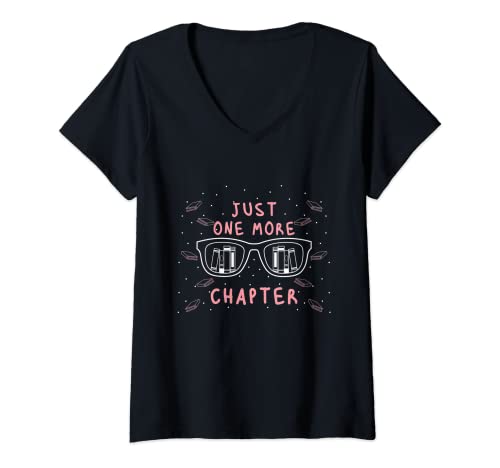 Damen Fun Buch Schule Bücher Bibliothek Nur noch ein Kapitel T-Shirt mit V-Ausschnitt Damen Fun Buch Schule Bücher Bibliothek Nur noch ein Kapitel T-Shirt mit V-Ausschnitt von Lustiges Lesebuch Bücher lesen Schule Literarisch